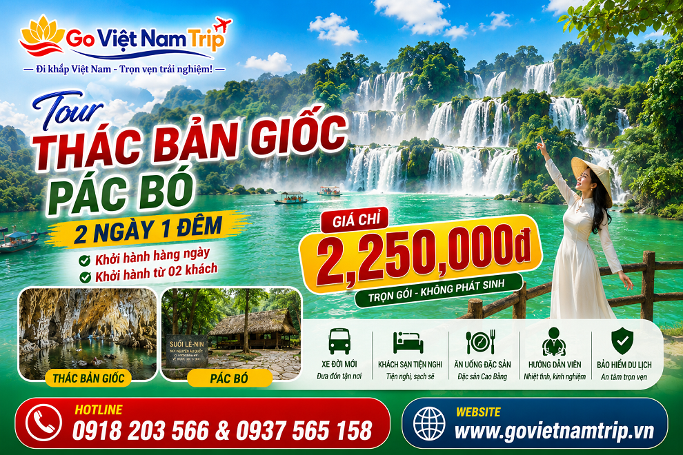 Tour Thác Bản Giốc – Pác Bó 2 Ngày 1 Đêm Từ Hà Nội