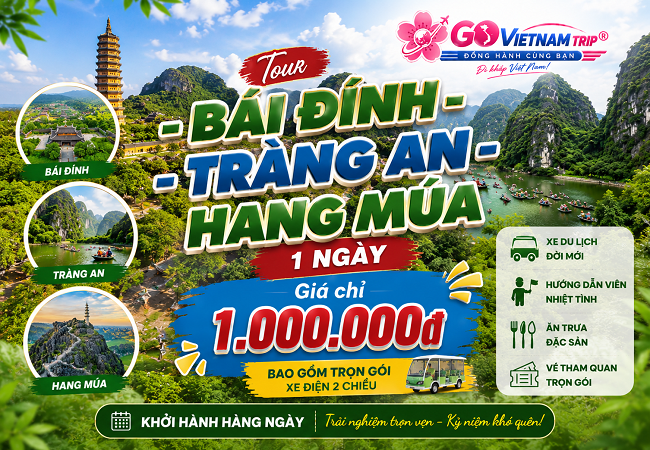Tour Bái Đính – Tràng An – Hang Múa 1 Ngày