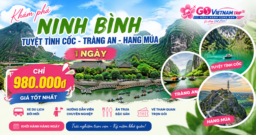 Tour Ninh Bình 1 Ngày | Tuyệt Tình Cốc – Tràng An – Hang Múa