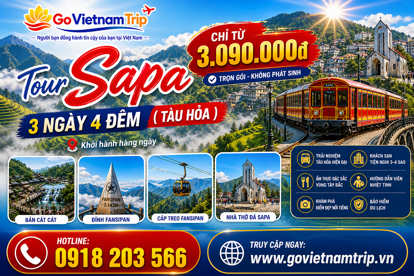 Tour Sapa 3 Ngày 4 Đêm Tàu Hỏa